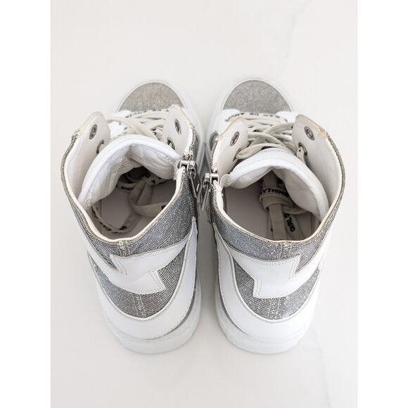 Zadig & Voltaire ZV1747 High Flash Sneakers Women’s Sz 7 White Metallic Leather - Picture 5 of 12